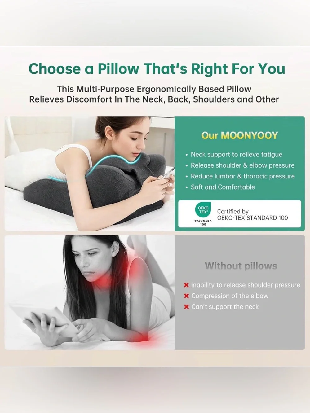 NIB - MOONYOOY Ergonomic Memory Foam Wedge Pillow